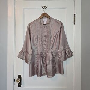 Vintage April Cornell Blouse – Size M – Taupe Pink